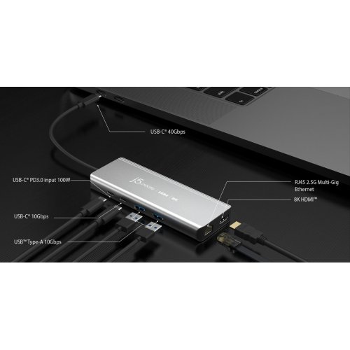 USB-хаб J5create JCD403 USB Type-C 6 in 1 (JCD403-N) Grey купити в Україні | Telemart фото