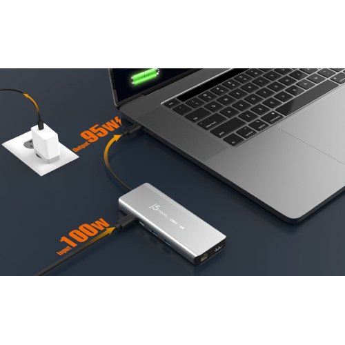 USB-хаб J5create JCD403 USB Type-C 6 in 1 (JCD403-N) Grey купити в Україні | Telemart фото