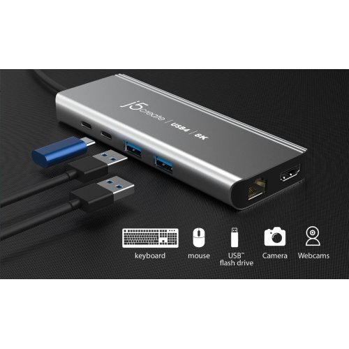 USB-хаб J5create JCD403 USB Type-C 6 in 1 (JCD403-N) Grey купити в Україні | Telemart фото