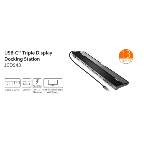 Док-станція J5create JCD543 Docking Station USB Type-C 10 in 1 (JCD543-N) Space Gray купити в Україні | Telemart фото