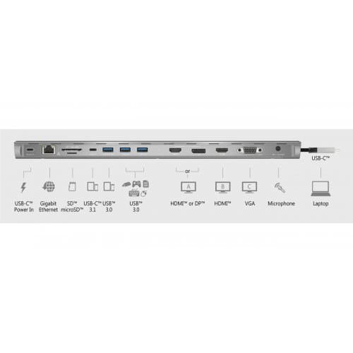 Док-станція J5create JCD543 Docking Station USB Type-C 10 in 1 (JCD543-N) Space Gray купити в Україні | Telemart фото