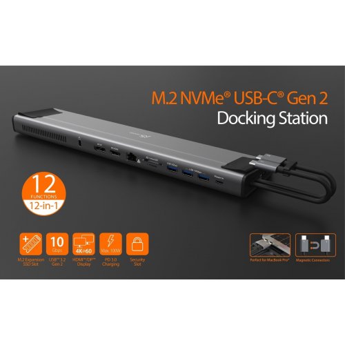 Док-станція J5create JCD552 Docking Station USB Type-C 12 in 1 (JCD552-N) Space Gray купити в Україні | Telemart фото