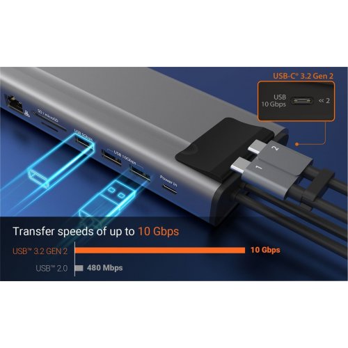 Док-станція J5create JCD552 Docking Station USB Type-C 12 in 1 (JCD552-N) Space Gray купити в Україні | Telemart фото