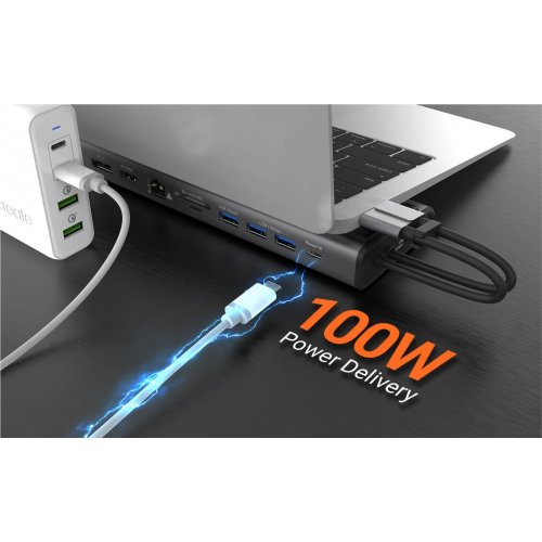Док-станція J5create JCD552 Docking Station USB Type-C 12 in 1 (JCD552-N) Space Gray купити в Україні | Telemart фото