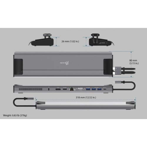 Док-станція J5create JCD552 Docking Station USB Type-C 12 in 1 (JCD552-N) Space Gray купити в Україні | Telemart фото