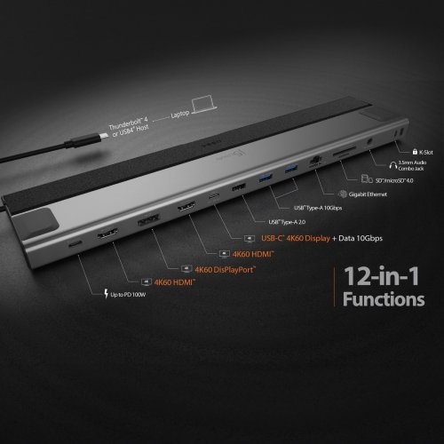 Док-станція J5create JCD554 Docking Station USB Type-C 12 in 1 (JCD554-N) Space Gray купити в Україні | Telemart фото