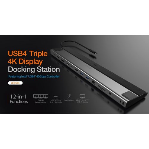 Док-станція J5create JCD554 Docking Station USB Type-C 12 in 1 (JCD554-N) Space Gray купити в Україні | Telemart фото
