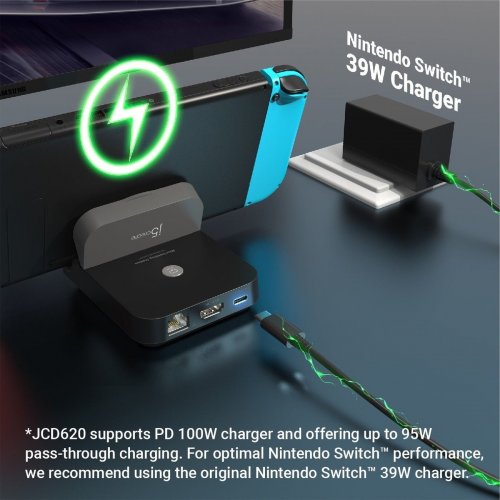 Док-станція J5create JCD620 Docking Station for Nintendo Switch USB Type-C (JCD620-N) Black купити в Україні | Telemart фото
