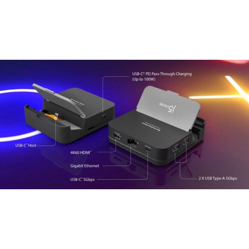 Док-станція J5create JCD624 Docking Station for Nintendo Switch 2 / Steam Deck USB Type-C (JCD624-N) Black купити в Україні | Telemart фото