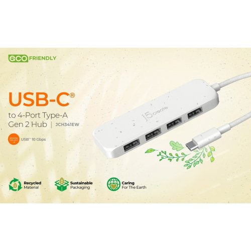 USB-хаб J5create JCH341E USB Type-C 4 in 1 (JCH341EC-N) Cyan купити в Україні | Telemart фото