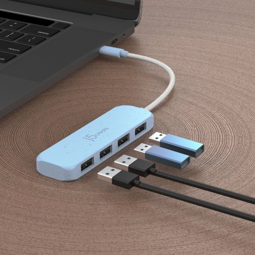 USB-хаб J5create JCH341E USB Type-C 4 in 1 (JCH341EC-N) Cyan купити в Україні | Telemart фото