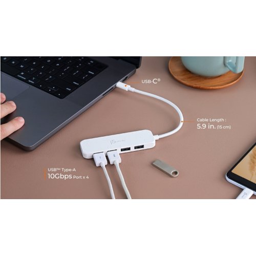 USB-хаб J5create JCH341E USB Type-C 4 in 1 (JCH341ER-N) Misty Rose купити в Україні | Telemart фото