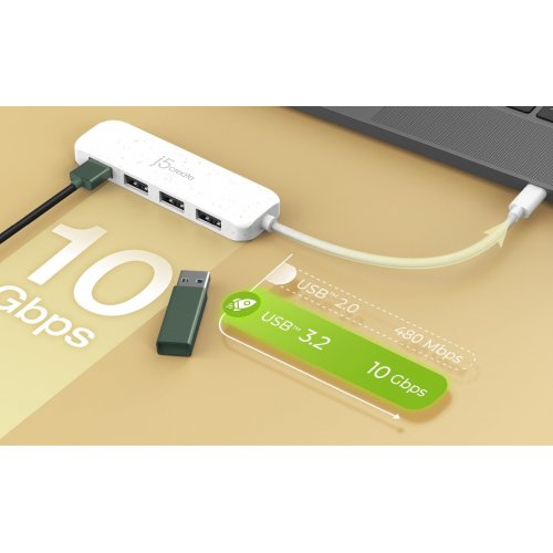 USB-хаб J5create JCH341E USB Type-C 4 in 1 (JCH341ER-N) Misty Rose купити в Україні | Telemart фото