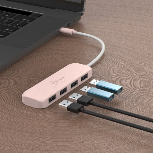 USB-хаб J5create JCH341E USB Type-C 4 in 1 (JCH341ER-N) Misty Rose купити в Україні | Telemart фото