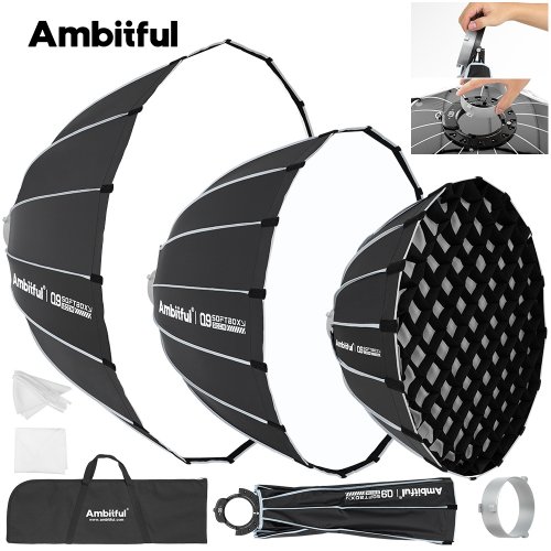 Софтбокс Ambitful Q9-90 with grid 90cm One-click Installation Parabolic Softbox (6974660944810) купить в Украине | Telemart фото