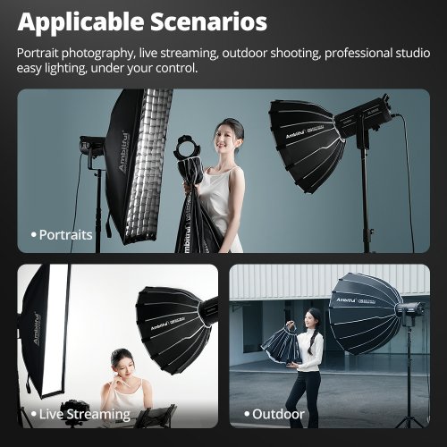 Софтбокс Ambitful Q9-90 with grid 90cm One-click Installation Parabolic Softbox (6974660944810) купить в Украине | Telemart фото