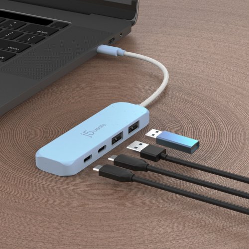 USB-хаб J5create JCH342E USB Type-C 4 in 1 (JCH342EC-N) Cyan купити в Україні | Telemart фото