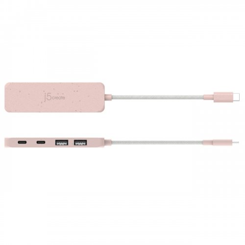 USB-хаб J5create JCH342E USB Type-C 4 in 1 (JCH342ER-N) Misty Rose купити в Україні | Telemart фото
