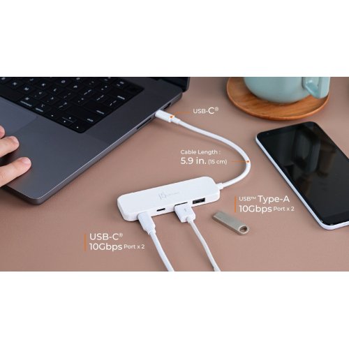 USB-хаб J5create JCH342E USB Type-C 4 in 1 (JCH342ER-N) Misty Rose купити в Україні | Telemart фото