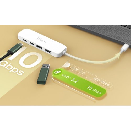 USB-хаб J5create JCH342E USB Type-C 4 in 1 (JCH342ER-N) Misty Rose купити в Україні | Telemart фото