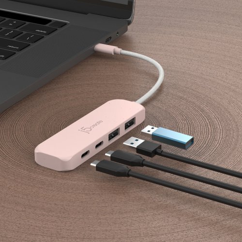 USB-хаб J5create JCH342E USB Type-C 4 in 1 (JCH342ER-N) Misty Rose купити в Україні | Telemart фото