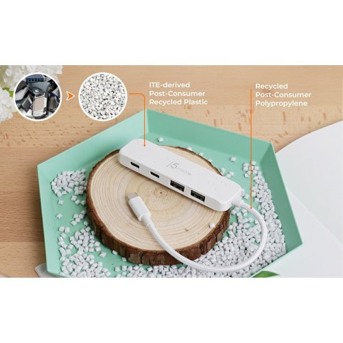USB-хаб J5create JCH342E USB Type-C 4 in 1 (JCH342EW-N) Pure White купити в Україні | Telemart фото