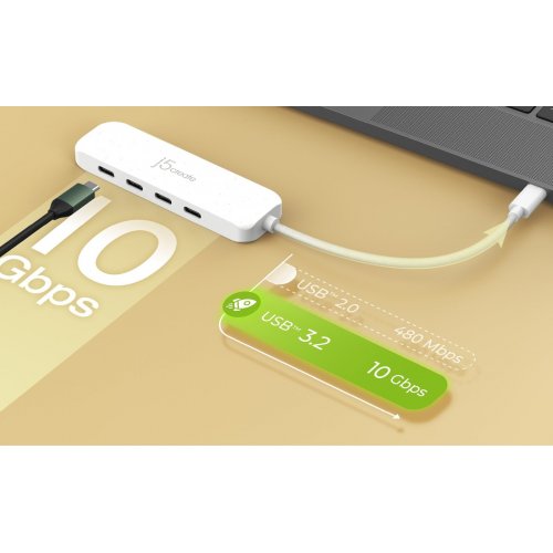 USB-хаб J5create JCH345E USB Type-C 4 in 1 (JCH345EC-N) Fresh Cyan купити в Україні | Telemart фото