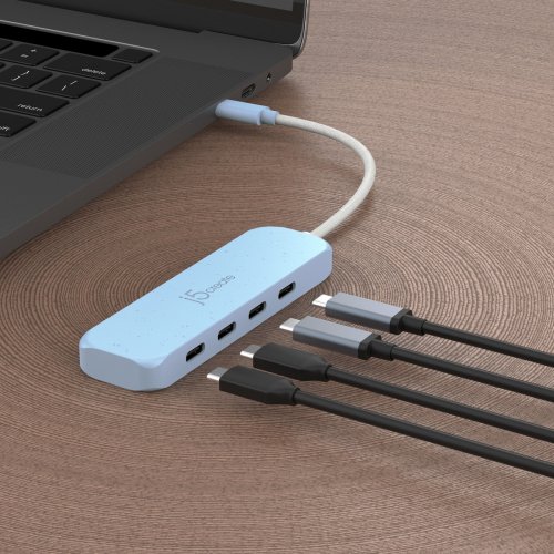 USB-хаб J5create JCH345E USB Type-C 4 in 1 (JCH345EC-N) Fresh Cyan купити в Україні | Telemart фото