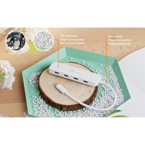 USB-хаб J5create JCH345E USB Type-C 4 in 1 (JCH345EW-N) Nature White купити в Україні | Telemart фото