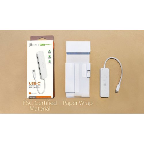 USB-хаб J5create JCH345E USB Type-C 4 in 1 (JCH345EW-N) Nature White купити в Україні | Telemart фото