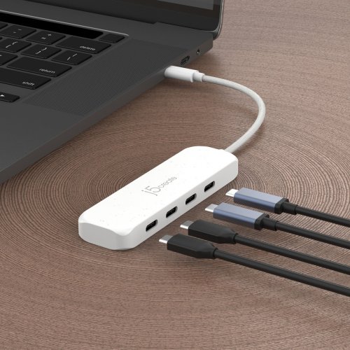 USB-хаб J5create JCH345E USB Type-C 4 in 1 (JCH345EW-N) Nature White купити в Україні | Telemart фото