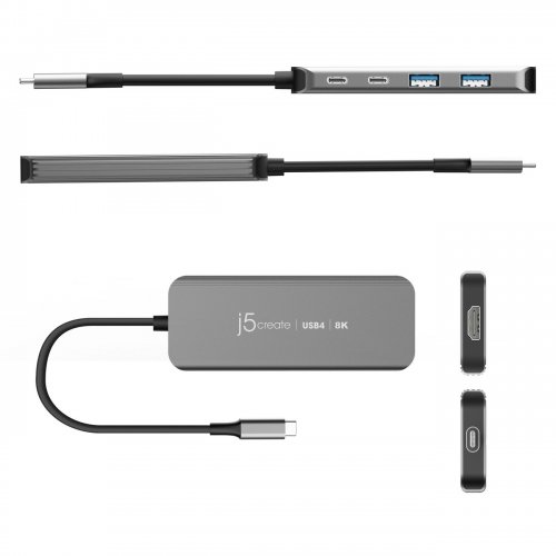 USB-хаб J5create JCH453 USB Type-C 5 in 1 (JCH453-N) Space Gray купити в Україні | Telemart фото