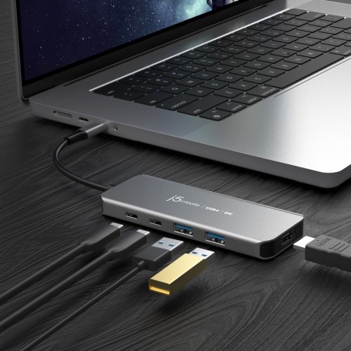 USB-хаб J5create JCH453 USB Type-C 5 in 1 (JCH453-N) Space Gray купити в Україні | Telemart фото