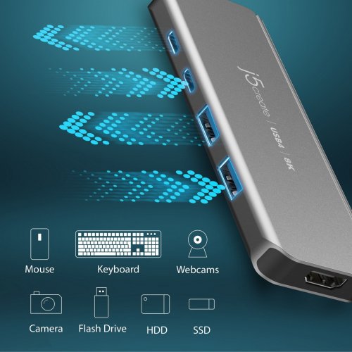 USB-хаб J5create JCH453 USB Type-C 5 in 1 (JCH453-N) Space Gray купити в Україні | Telemart фото