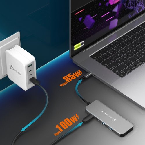 USB-хаб J5create JCH453 USB Type-C 5 in 1 (JCH453-N) Space Gray купити в Україні | Telemart фото