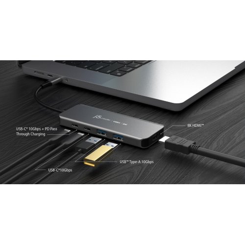 USB-хаб J5create JCH453 USB Type-C 5 in 1 (JCH453-N) Space Gray купити в Україні | Telemart фото