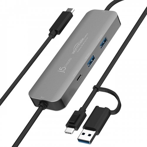 USB-хаб J5create JCH462 Wormhole Switch USB Type-C 3 in 1 (JCH462-N) Space Gray купити в Україні | Telemart фото