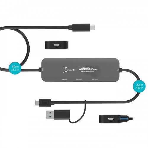 USB-хаб J5create JCH462 Wormhole Switch USB Type-C 3 in 1 (JCH462-N) Space Gray купити в Україні | Telemart фото