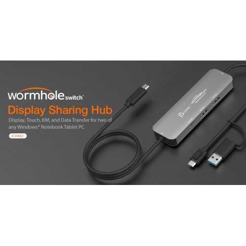 USB-хаб J5create JCH462 Wormhole Switch USB Type-C 3 in 1 (JCH462-N) Space Gray купити в Україні | Telemart фото