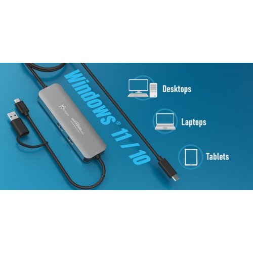 USB-хаб J5create JCH462 Wormhole Switch USB Type-C 3 in 1 (JCH462-N) Space Gray купити в Україні | Telemart фото