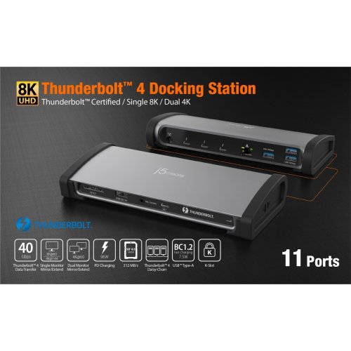Док-станція J5create JTD562 Docking Station Thunderbolt 4 11 in 1 (JTD562-EN) Space Gray купити в Україні | Telemart фото