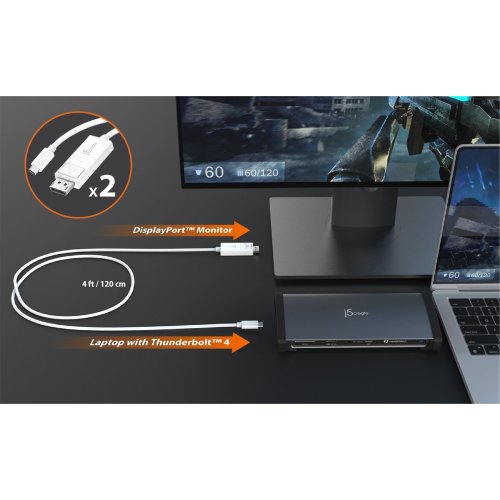 Док-станція J5create JTD562 Docking Station Thunderbolt 4 11 in 1 (JTD562-EN) Space Gray купити в Україні | Telemart фото