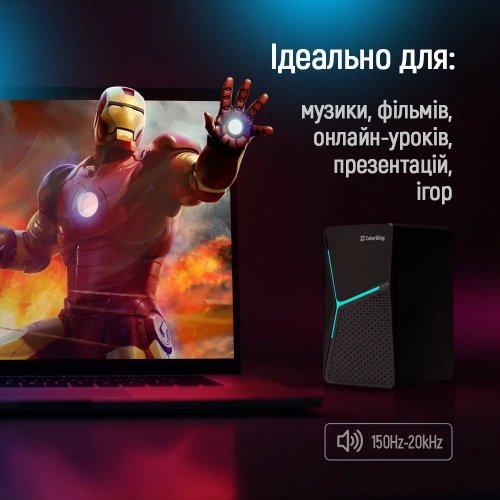 Акустична система ColorWay 2.0 LED USB (CW-SPU01BK) Black купити в Україні | Telemart фото
