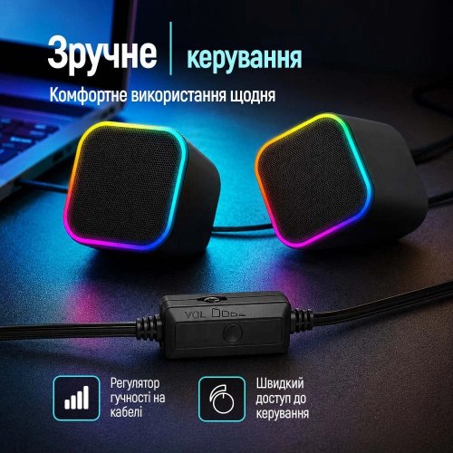 Акустическая система ColorWay Cubix 2.0 RGB USB (CW-SPU05BK) Black купить в Украине | Telemart фото