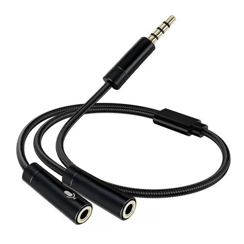 Розгалужувач ColorWay 3.5mm AM to 2 x 3.5mm AF 0.28m (CW-AD-J2FJ) Black купити в Україні | Telemart фото