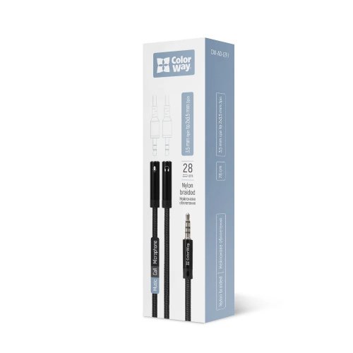 Розгалужувач ColorWay 3.5mm AM to 2 x 3.5mm AF 0.28m (CW-AD-J2FJ) Black купити в Україні | Telemart фото