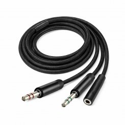 Розгалужувач ColorWay 3.5mm AF to 2 x 3.5mm AM 1m (CW-AD-J2MJ) Black