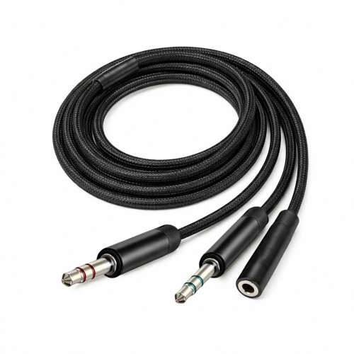 Розгалужувач ColorWay 3.5mm AF to 2 x 3.5mm AM 1m (CW-AD-J2MJ) Black купити в Україні | Telemart фото