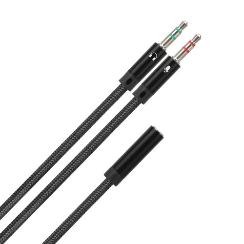 Розгалужувач ColorWay 3.5mm AF to 2 x 3.5mm AM 1m (CW-AD-J2MJ) Black купити в Україні | Telemart фото