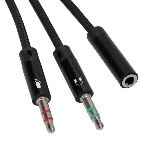 Розгалужувач ColorWay 3.5mm AF to 2 x 3.5mm AM 1m (CW-AD-J2MJ) Black купити в Україні | Telemart фото